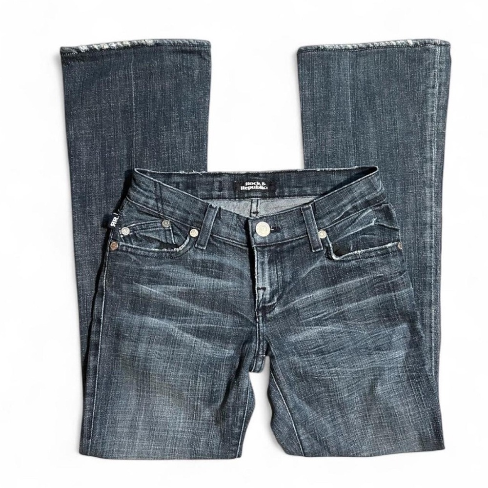 Rock & Republic Dark/Light Wash Boot Cut Mcbling Jeans Size 25